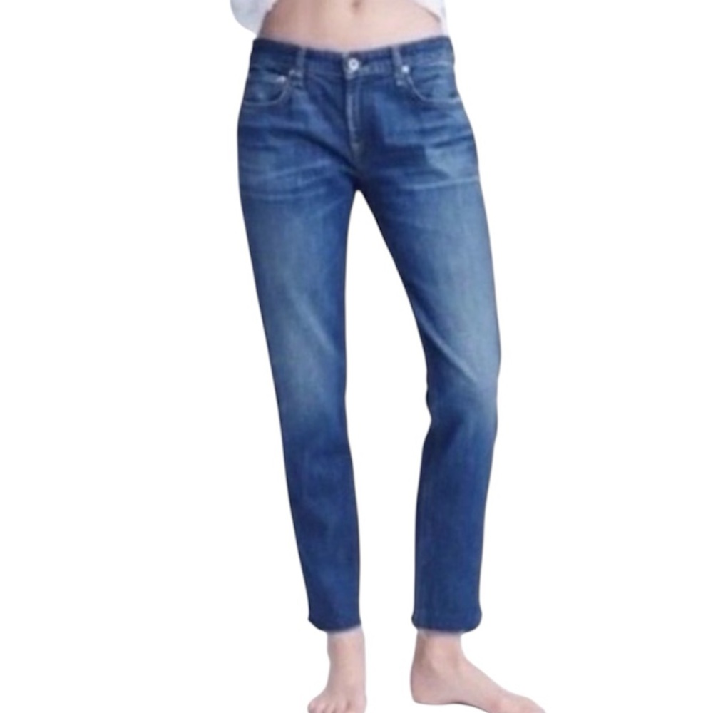 Rag & Bone Dre Straight Leg Frayed Hem Jeans In Yesler Blue Size 29